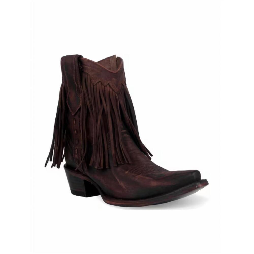 NEW CORRAL women's fringe ankle western boots in brick